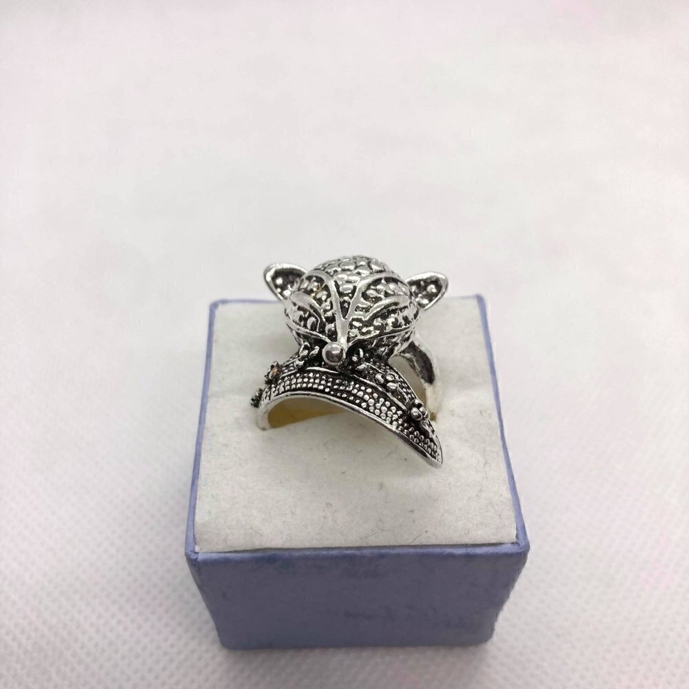 Antique Silver Plated Fox Ring Size 7.5 - Picture 4 of 10